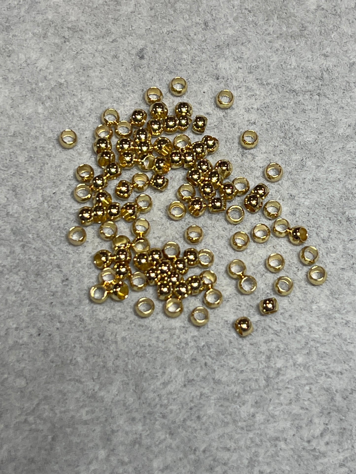 約100個 つぶし玉 スペーサー ステンレススチール24KGP 3×2mm 穴1.8mm