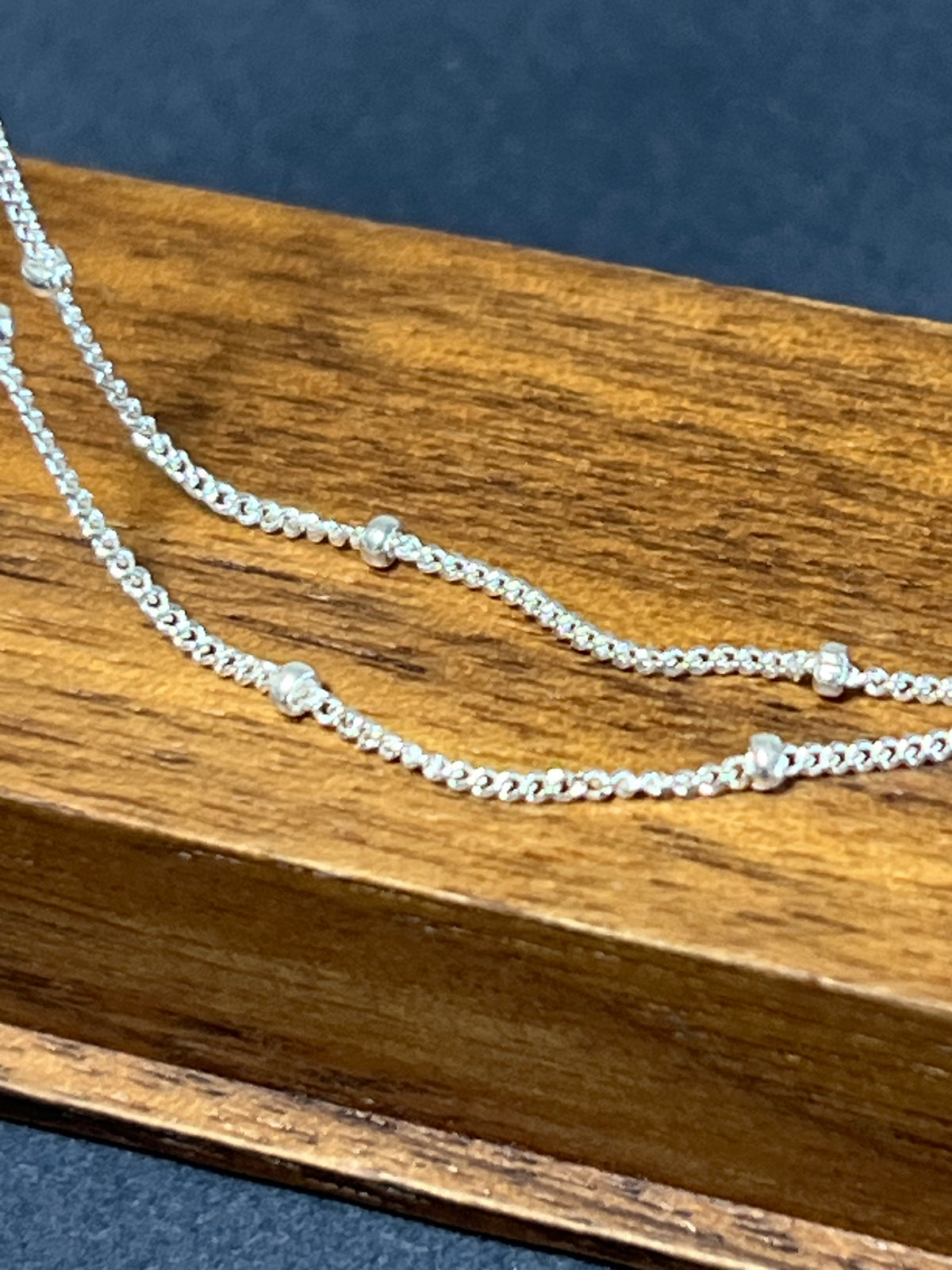 シルバー925 ネックレスチェーン 45cm ステーション 玉1.2mm チェーン1mm