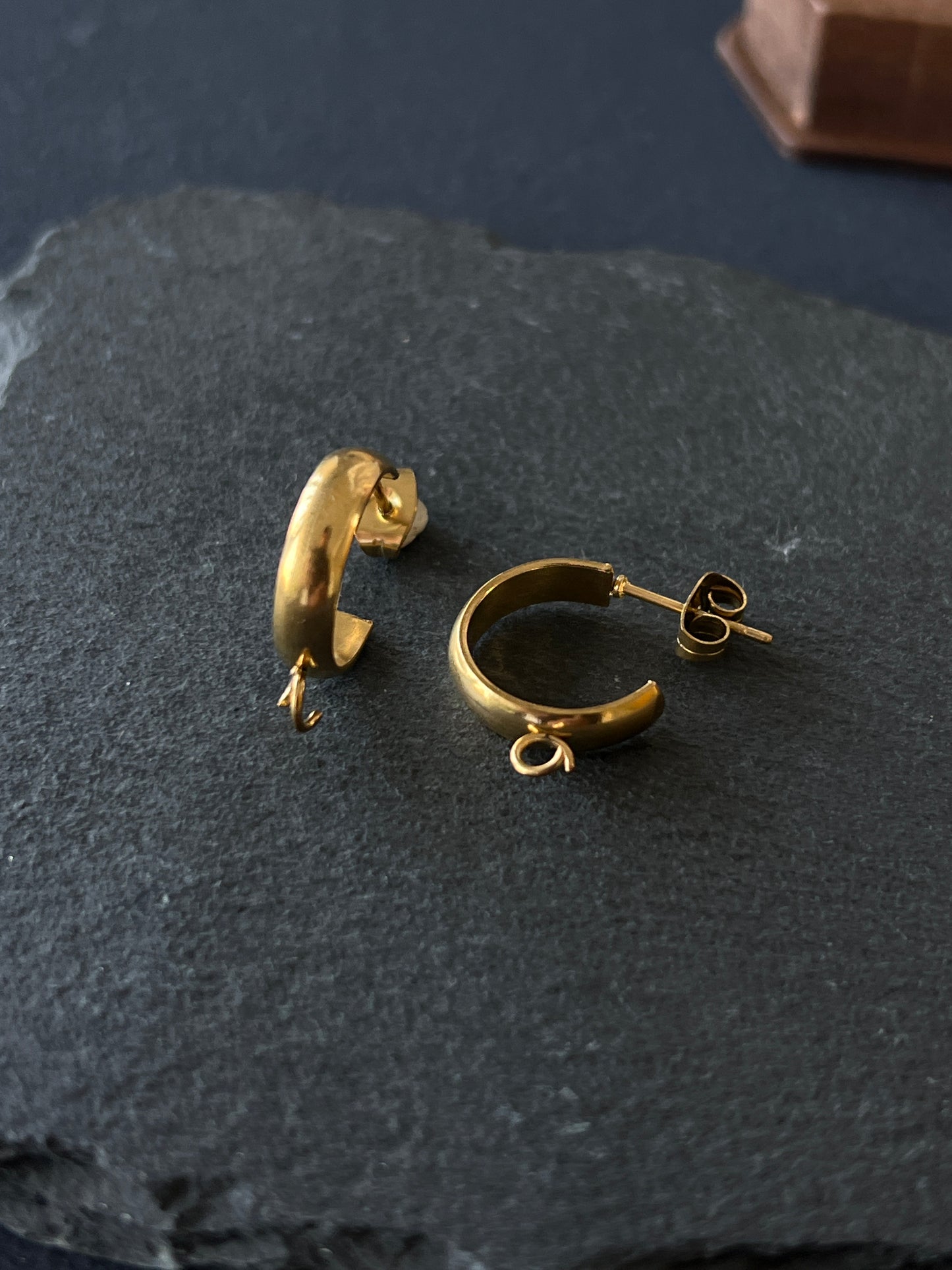 1ペア ピアスパーツ ステンレススチール ゴールド  20×20mm カン4mm