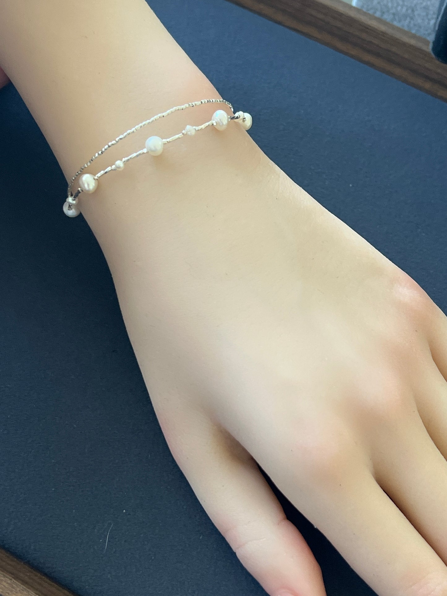カレンシルバー ブレスレット 淡水パール 16.5cm+アジャスター2cm