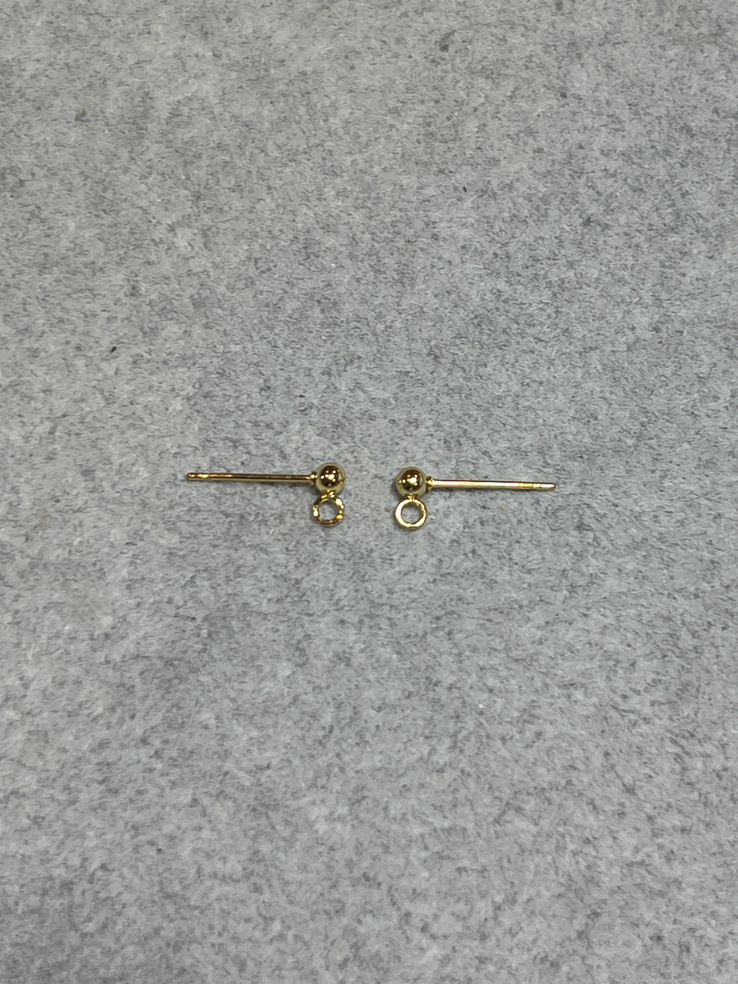 20個 ポストピアス カン付き 丸玉ステンレススチール/バーサージカルステンレス 24KGP 15mm×3mm