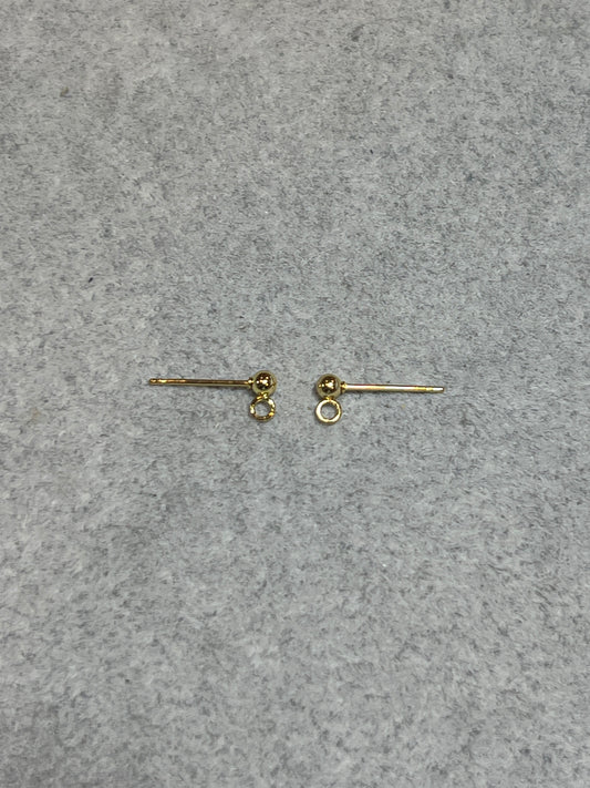 20個 ポストピアス カン付き 丸玉ステンレススチール/バーサージカルステンレス 24KGP 15mm×3mm