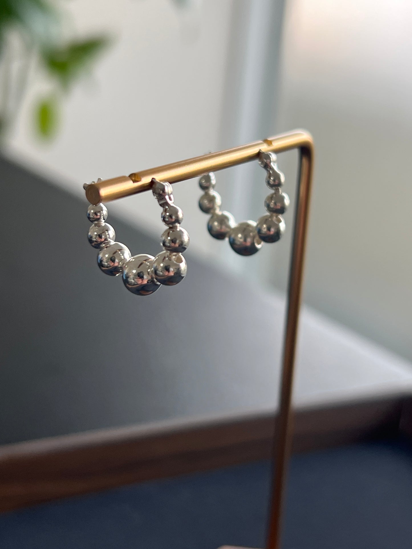 1ペア シルバー925 ピアス 17×17mm 玉サイズ3〜6mm