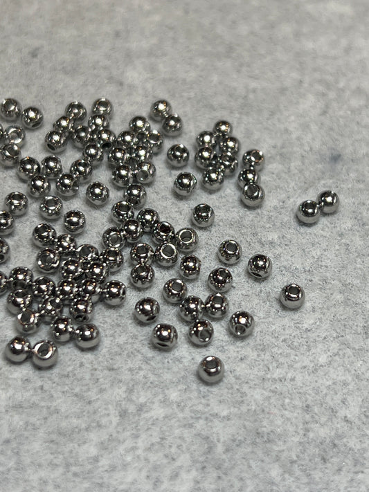 約100個 ラウンドビーズ スペーサー ステンレススチール 4×3.5mm 穴1.6mm