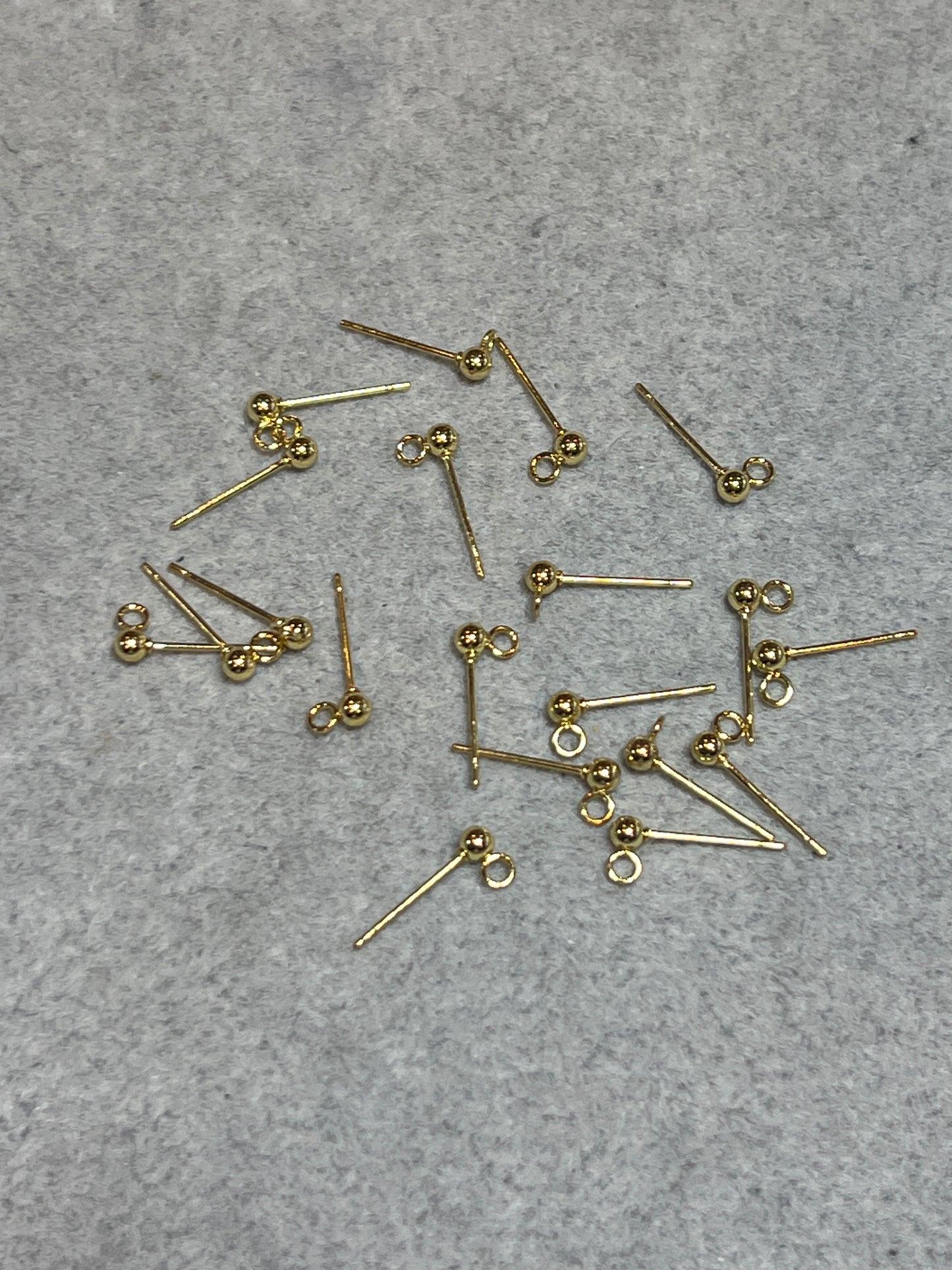 20個 ポストピアス カン付き 丸玉ステンレススチール/バーサージカルステンレス 24KGP 15mm×3mm