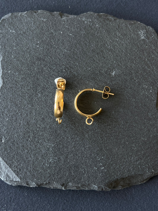 1ペア ピアスパーツ ステンレススチール ゴールド  20×20mm カン4mm