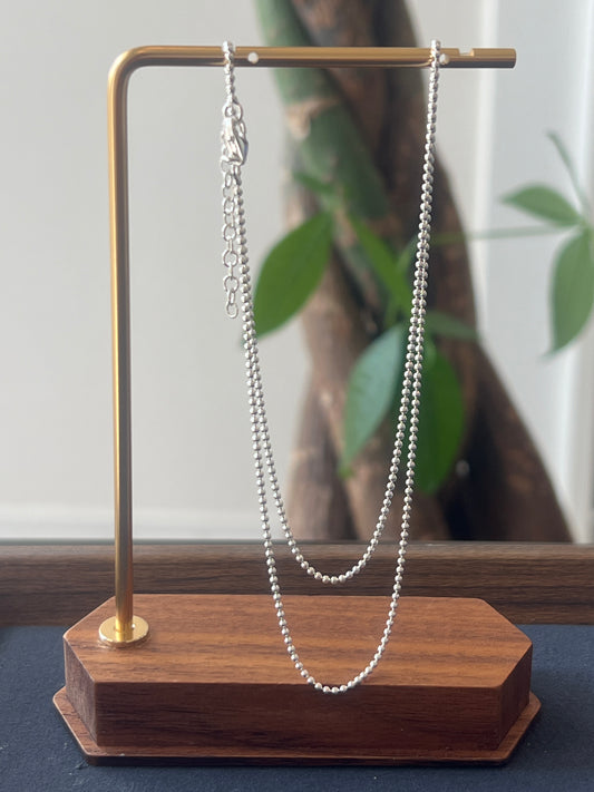 シルバー925 ネックレスチェーン ボール 40cm 45cm 1.2mm アジャスター3cm