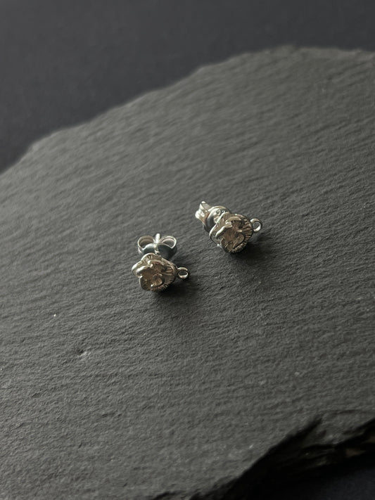 1ペア シルバー925 ポストピアスパーツ 12mm 薔薇 約7mm