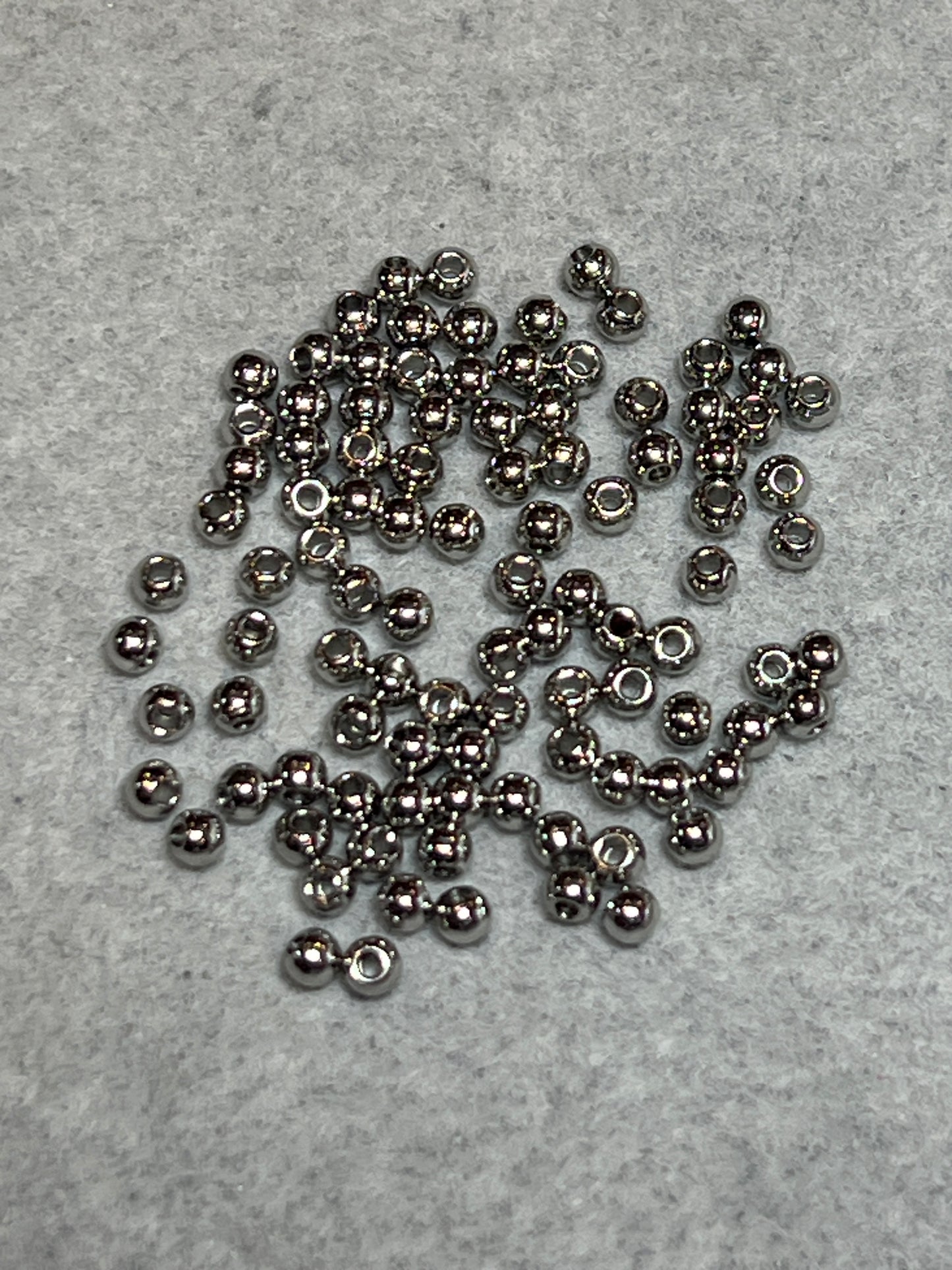 約100個 ラウンドビーズ スペーサー ステンレススチール 4×3.5mm 穴1.6mm