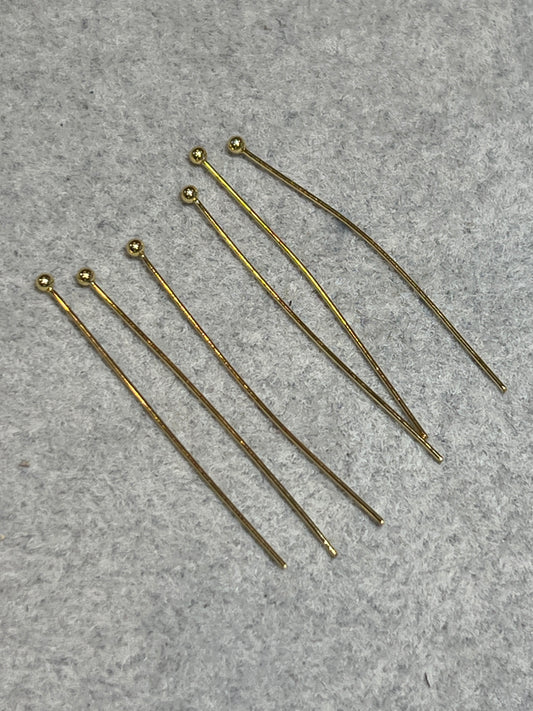 50本 丸ピン ステンレススチール ゴールド 40×0.6×ヘッド1.8mm