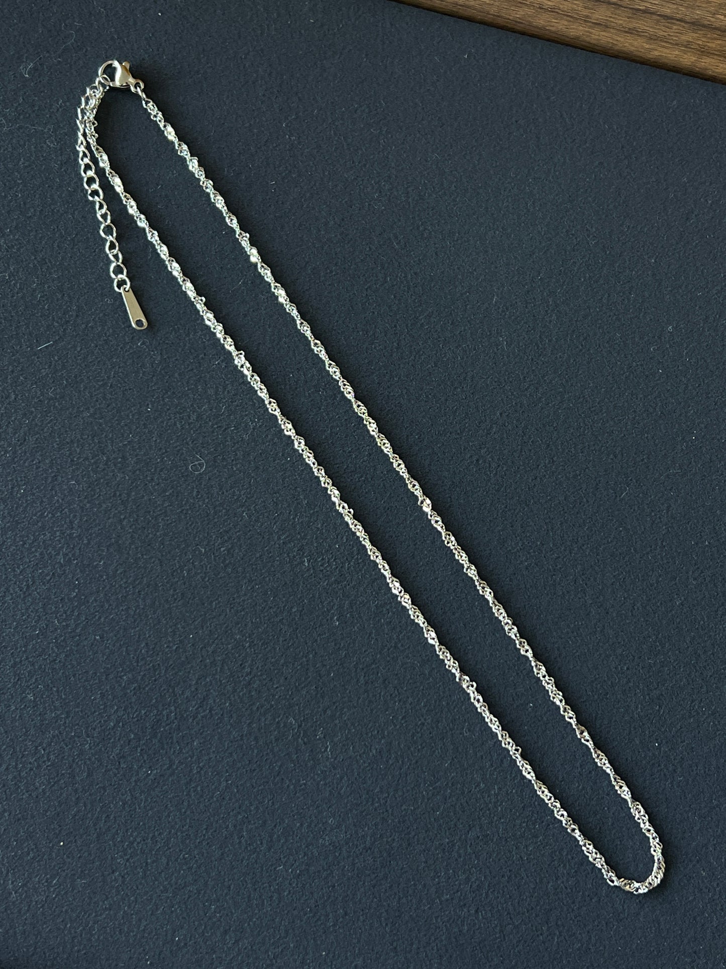 1本 ネックレスチェーン ステンレススチール 45cm+アジャスター5cm