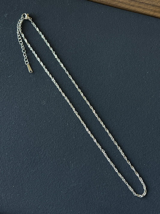 1本 ネックレスチェーン ステンレススチール 45cm+アジャスター5cm