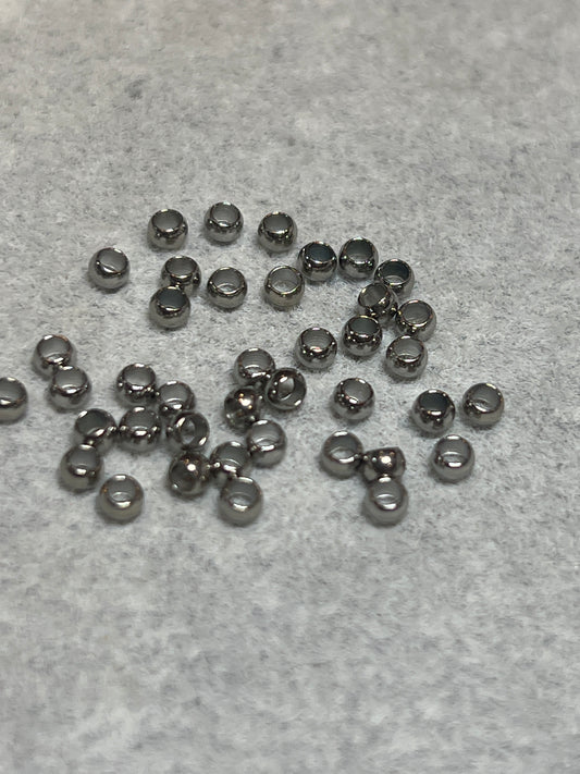 40個 つぶし玉 スペーサー ステンレススチール 3×2mm 穴1.8mm