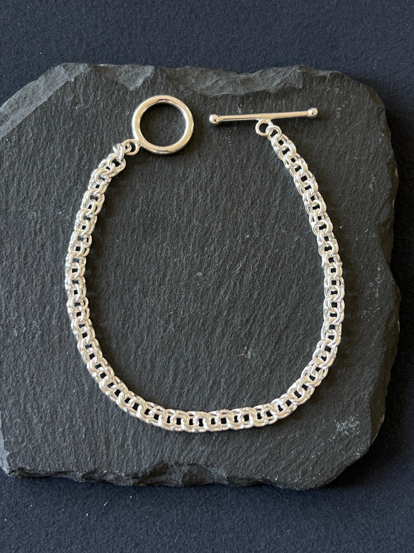 シルバー925 ブレスレット 18.5cm マンテル14mm