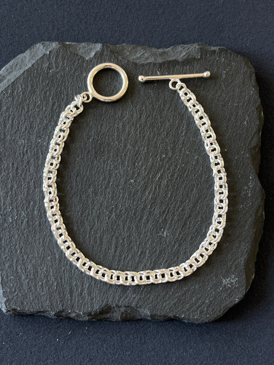シルバー925 ブレスレット 18.5cm マンテル14mm