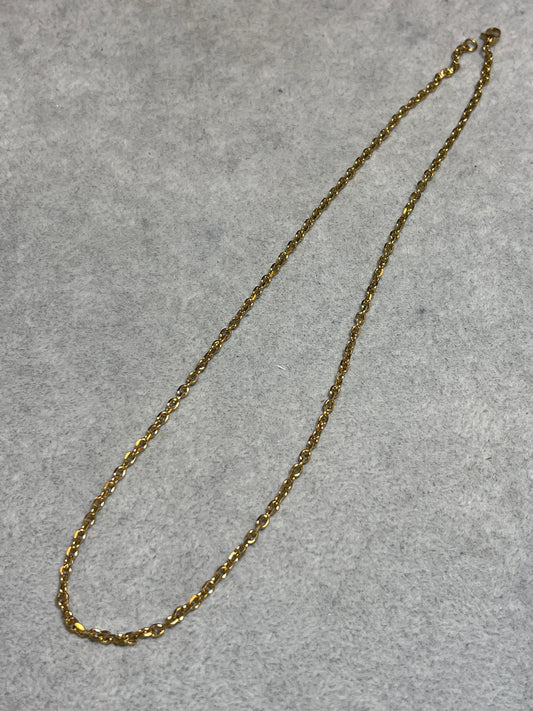 1本 ネックレスチェーン ステンレススチール製 アズキ多面カット ゴールド 50cm 3mm幅