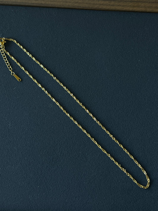 1本 ネックレスチェーン ステンレススチール ゴールド 45cm+アジャスター5cm