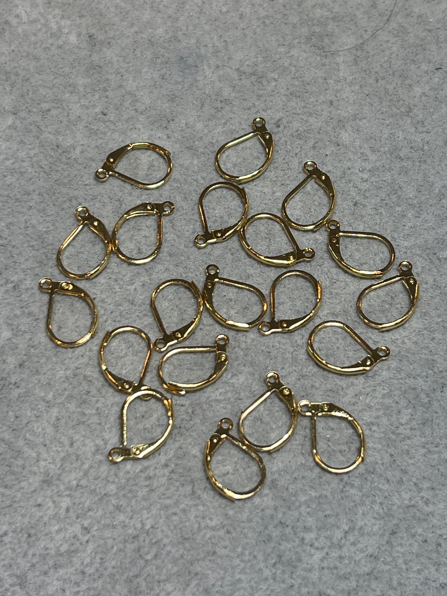 20個 フレンチピアスフック ステンレススチール製 24KGP 15×10mm