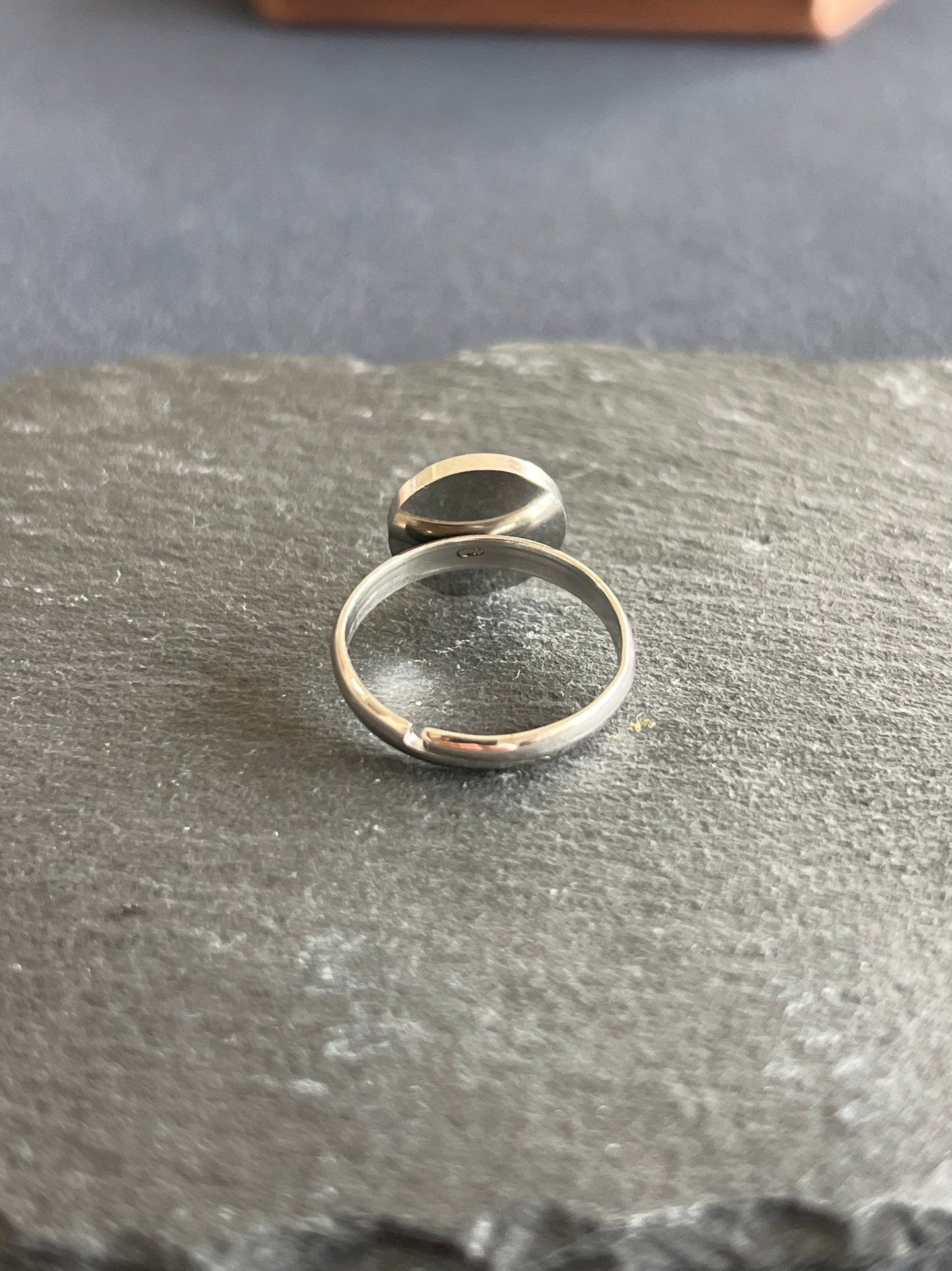 5個 リング空枠 ステンレススチール 皿10mm 約13号 調整可