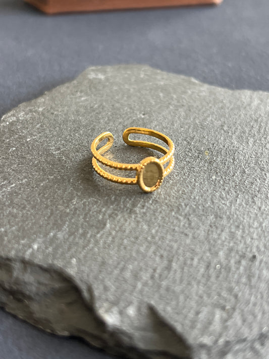 1個 リング空枠 ステンレススチール 皿6×4mm 約15号 調整可