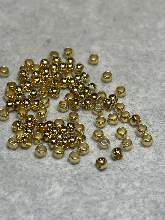 約100個 つぶし玉 スペーサー ステンレススチール24KGP 3×2mm 穴1.8mm