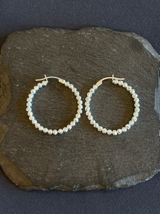 シルバー925 フープピアス メキシコ 32mm Type3