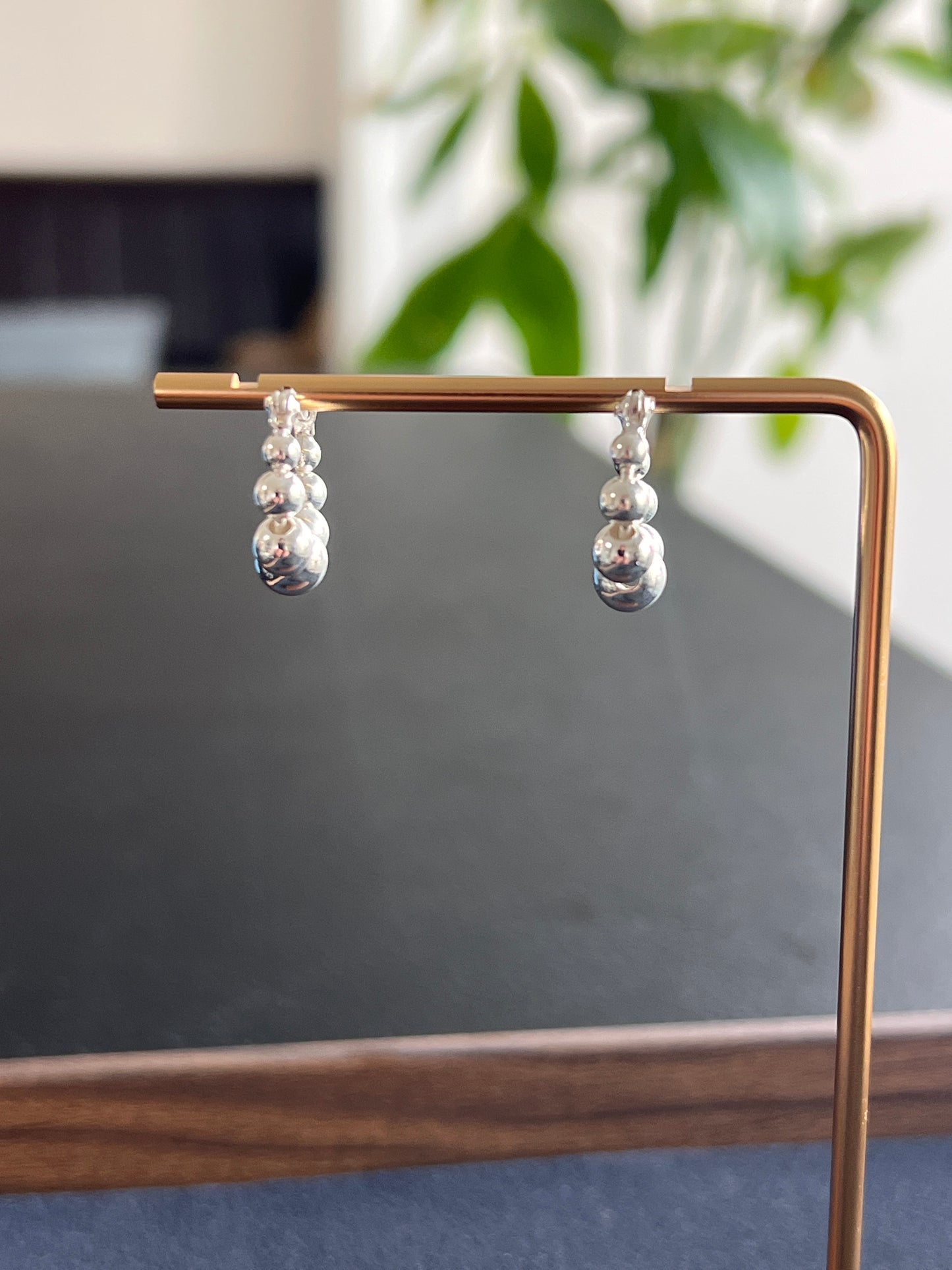 1ペア シルバー925 ピアス 17×17mm 玉サイズ3〜6mm