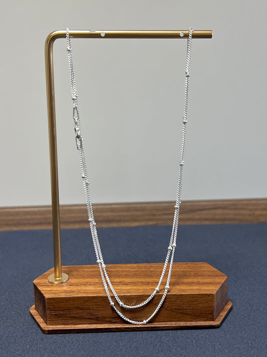 シルバー925 ネックレスチェーン 45cm ステーション 玉1.2mm チェーン1mm