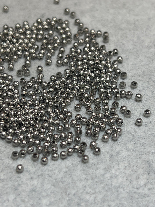 約500個 ラウンドビーズ スペーサー ステンレススチール 2×2mm 穴0.8mm