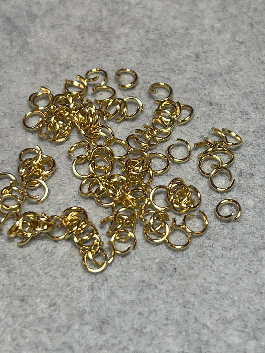 約100個 丸カン ステンレススチール18KGP 4mm 線0.6mm