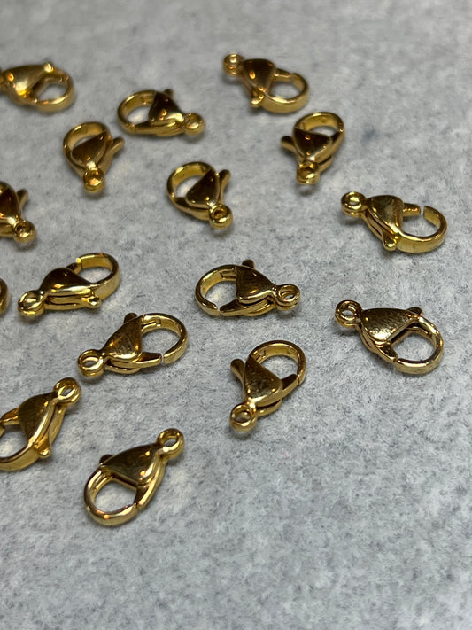 10個 カニカン ステンレススチール ゴールド 12×6mm